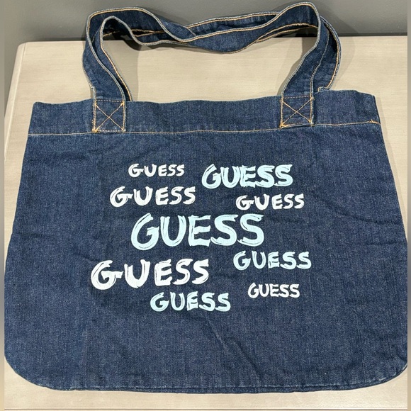Vintage Guess Denim Tote Bag - Picture 1 of 3